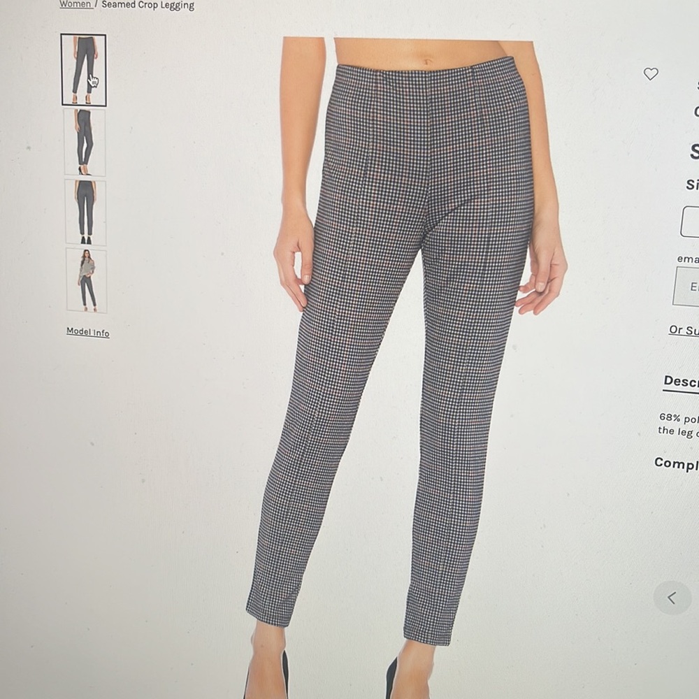 Sanctuary seamed crop legging work pant fall checker plaid small